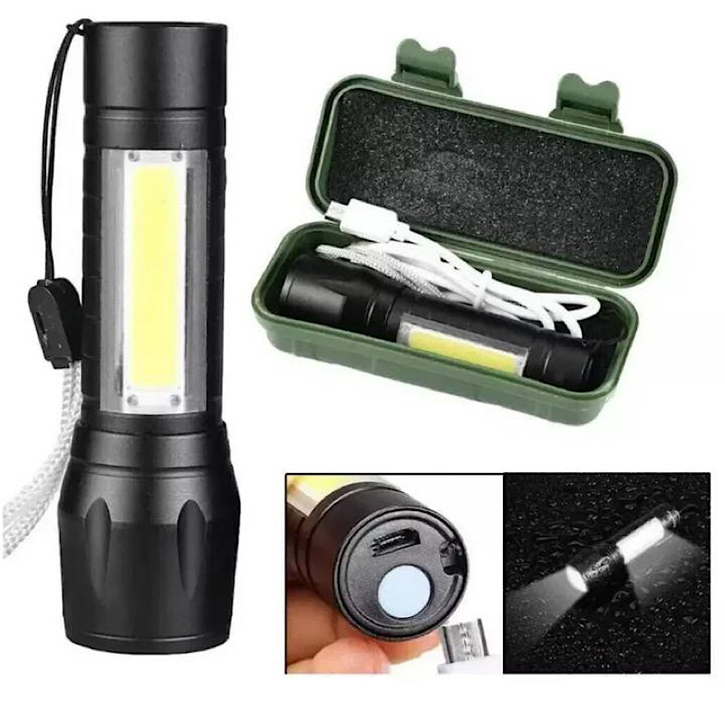 چراغ قوه زوم دار شارژی مدل فلزی به همراه کیف حمل